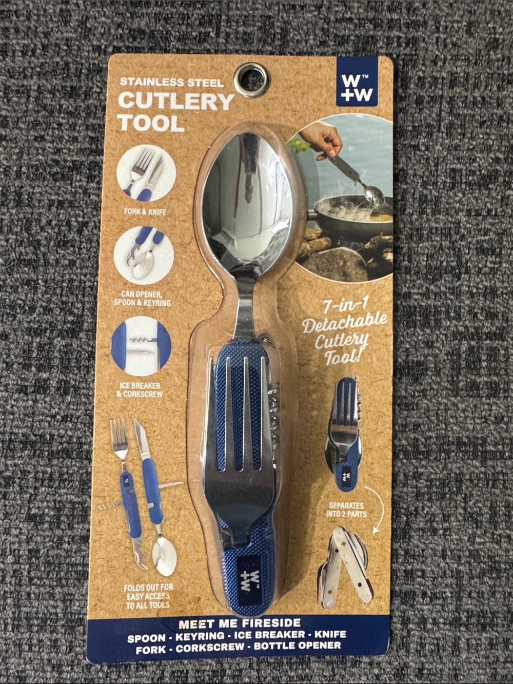 Stainless Steel 7-in-1 Detachable Cutlery Tool - Blue